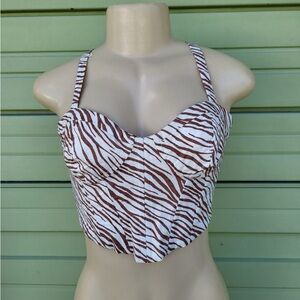 Zara brown zebra bustier style crop top. Size small. Amazing condition.